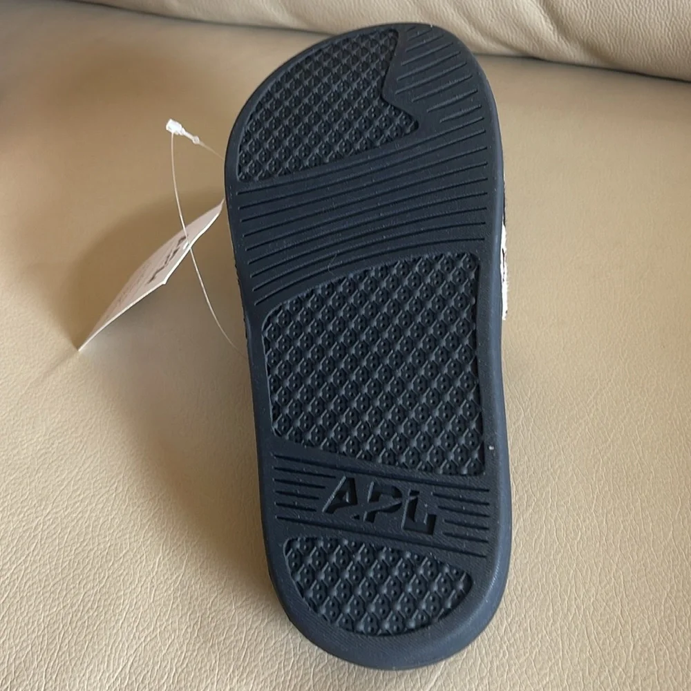 APL NWT NIB LIMITED EDITION $170 B&W DYED COW HAIR LEATHER FUR SLIDES WOMENS 5 - Picture 12 of 13